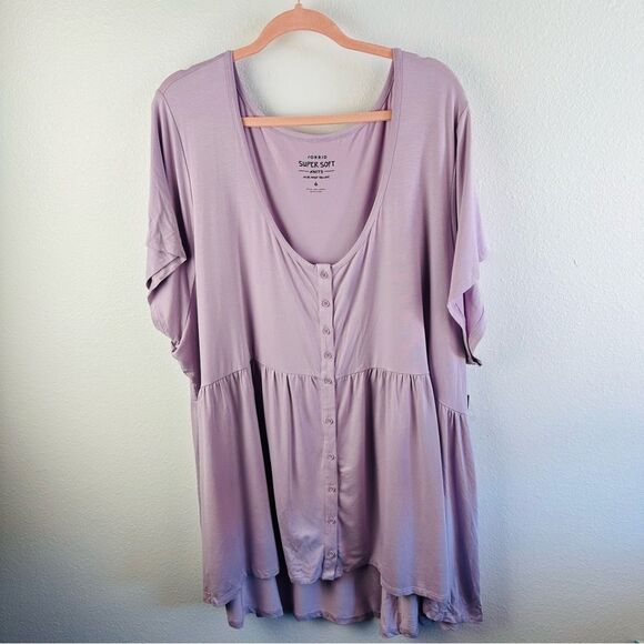 Torrid Super Soft Lavender Baby Doll Top Size 6X NWT - Picture 1 of 4